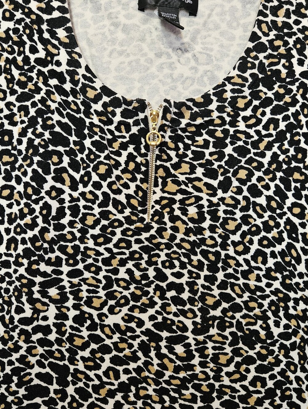 Cable Gauge Animal Leopard Print Sleeveless Top Tank XL Gold Quarter Zip - Picture 2 of 7